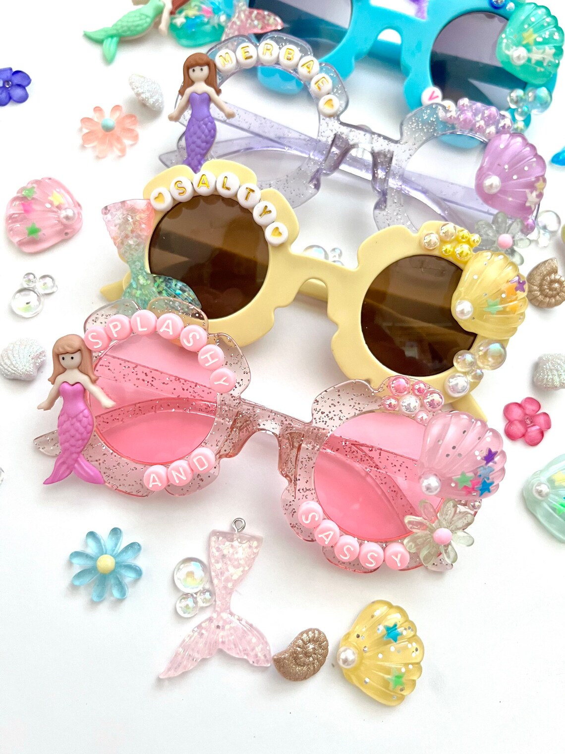 Mermaid Sunglasses Birthday Girl Sunglasses Custom Etsy