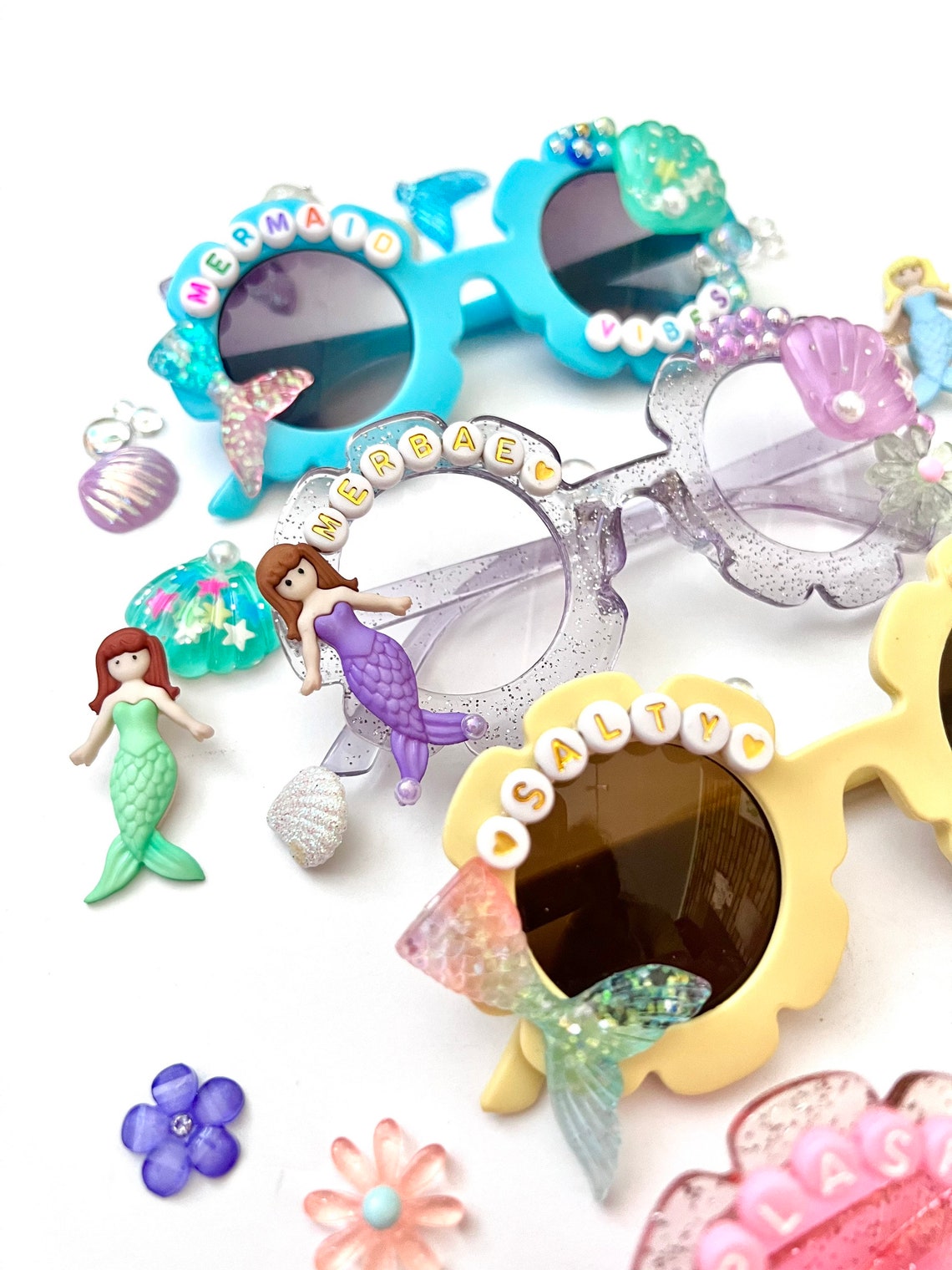 Mermaid Sunglasses Birthday Girl Sunglasses Custom Etsy