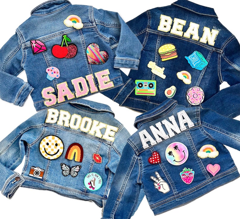 Girls Pink Letter Patch Jean Jacket Name Patch Jacket Etsy