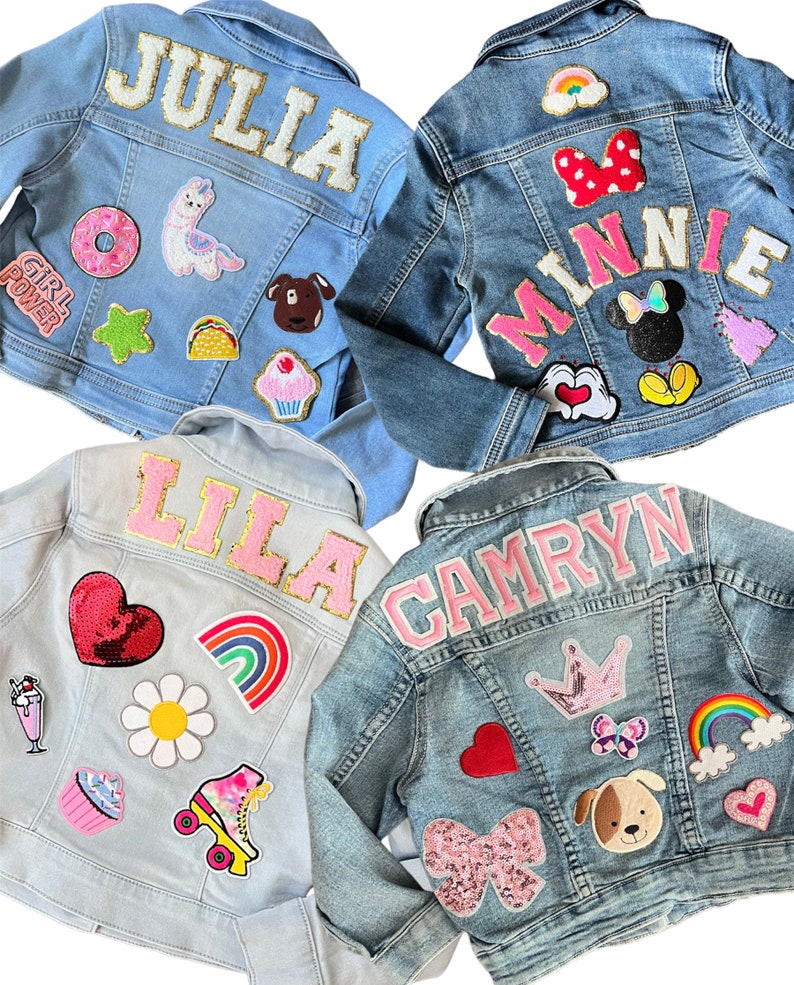 Girls Pink Letter Patch Jean Jacket Name Patch Jacket Etsy