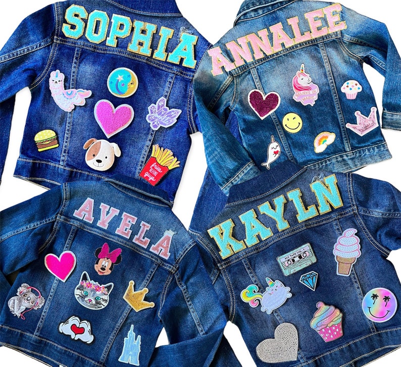 Girls Pink Letter Patch Jean Jacket Name Patch Jacket Etsy