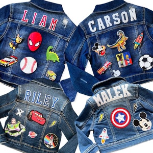 Chaqueta vaquera con parche de letras para niños / Chaqueta con parche de nombre / Chaqueta vaquera personalizada para niños pequeños / Parches personalizados / Chaqueta con nombre personalizado para niños / Parche