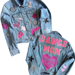 Womans Letter Patch Jean Jacket, Name Patch Jacket, Womans Custom Jean Jacket, Chenille jacket, Personalized Jacket, Mom Custom denim jacket