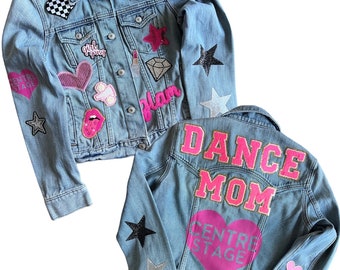Womans Letter Patch Jean Jacket, Name Patch Jacket, Womans Custom Jean Jacket, Chenille jacket, Personalized Jacket, Mom Custom denim jacket