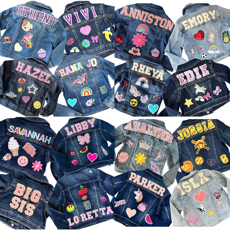 Girls Pink Letter Patch Jean Jacket Name Patch Jacket Etsy