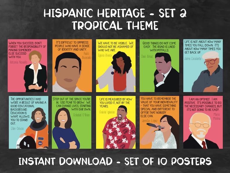 Hispanic Heritage Month Posters set 2 Tropical Theme Etsy