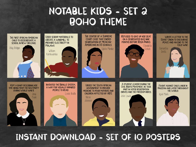 Notable Kids Posters [set 2] - Boho Theme - Etsy