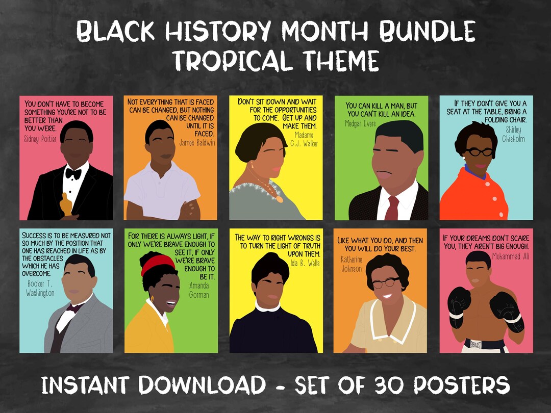 Black History Month Poster Bundle - Tropical Theme - Etsy