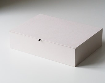 Handgemaakte, rechthoekige doos met scharnierend deksel, opbergdoos, DIN A4