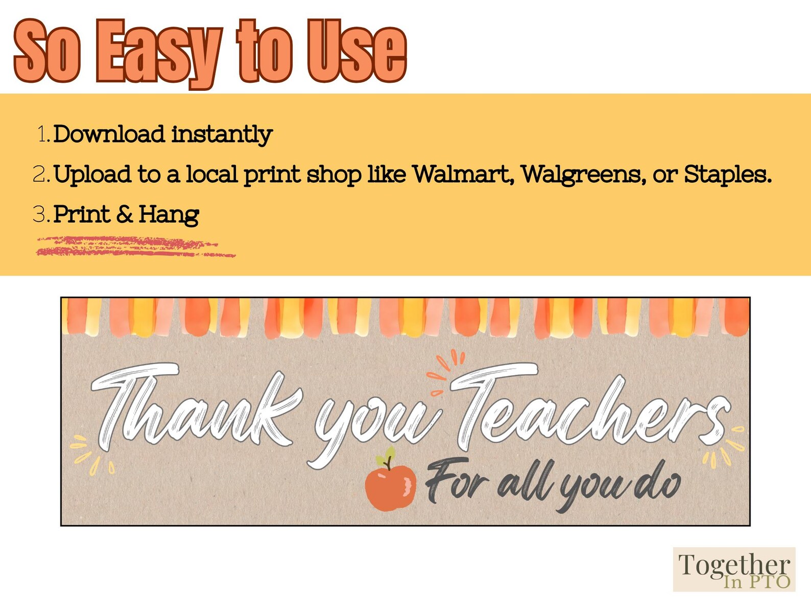 Teacher Appreciation Banner Printable 72x24 | Thank You Teachers Sign ...
