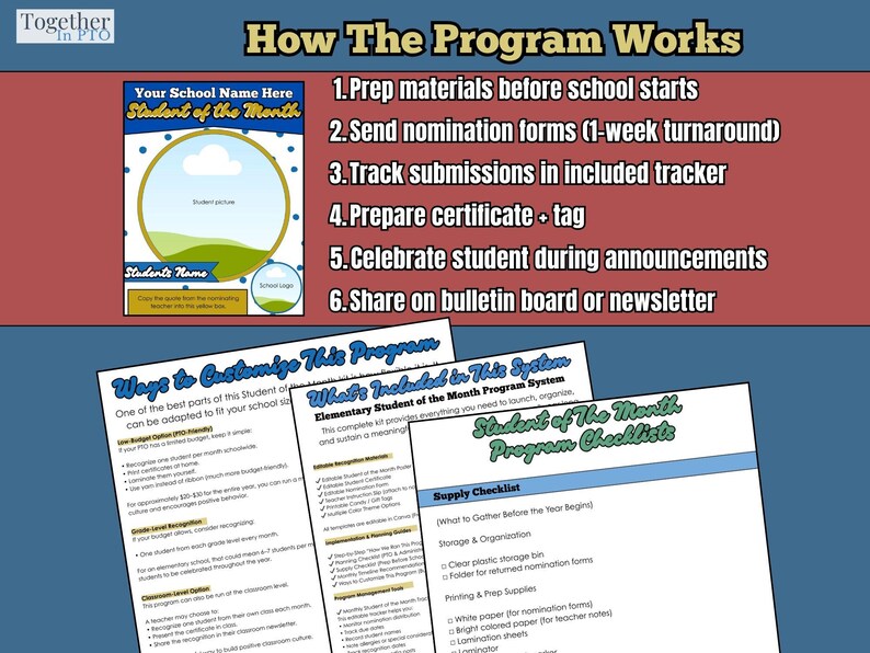 Student of the Month Program Kit, Editable Canva Templates, Schoolwide ...