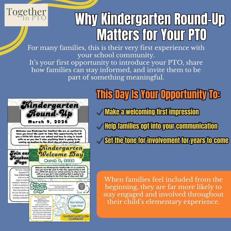 Kindergarten Round up Flyer | Editable Canva Template, PTO Welcome Day ...