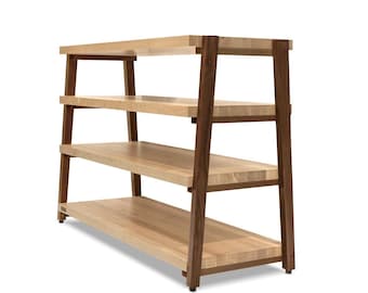 rigidrack® - 4 Shelf Rack - 1-1/2&quot; Thick Solid Maple Shelves - 1-1/2&quot; Walnut Legs - Standard Shelf Spacing
