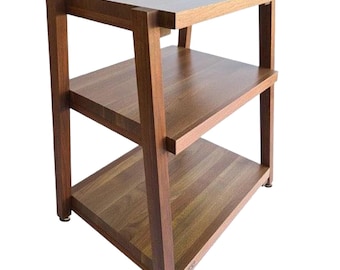 rigidrackplus - 3 Shelf Rack - 1-1/2&quot; Thick Solid Walnut Shelves - 1-1/2&quot; Walnut Legs - Extended Shelf Spacing