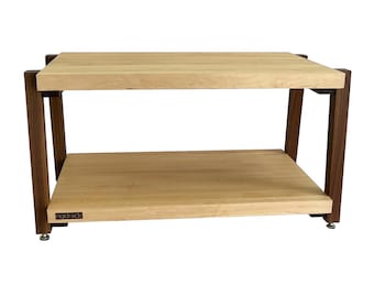 rigidrack® - 2 Shelf Rack - 1-1/2&quot; Thick Solid Maple Shelves - 1-1/2&quot; Walnut Legs - 12&quot; Shelf Spacing