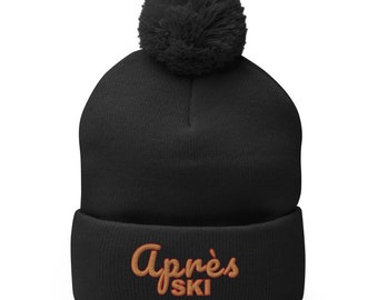 Czapka Apres Ski Pom-Pom | Haftowana czapka Apres Ski | Czapka narciarska | Czapka zimowa