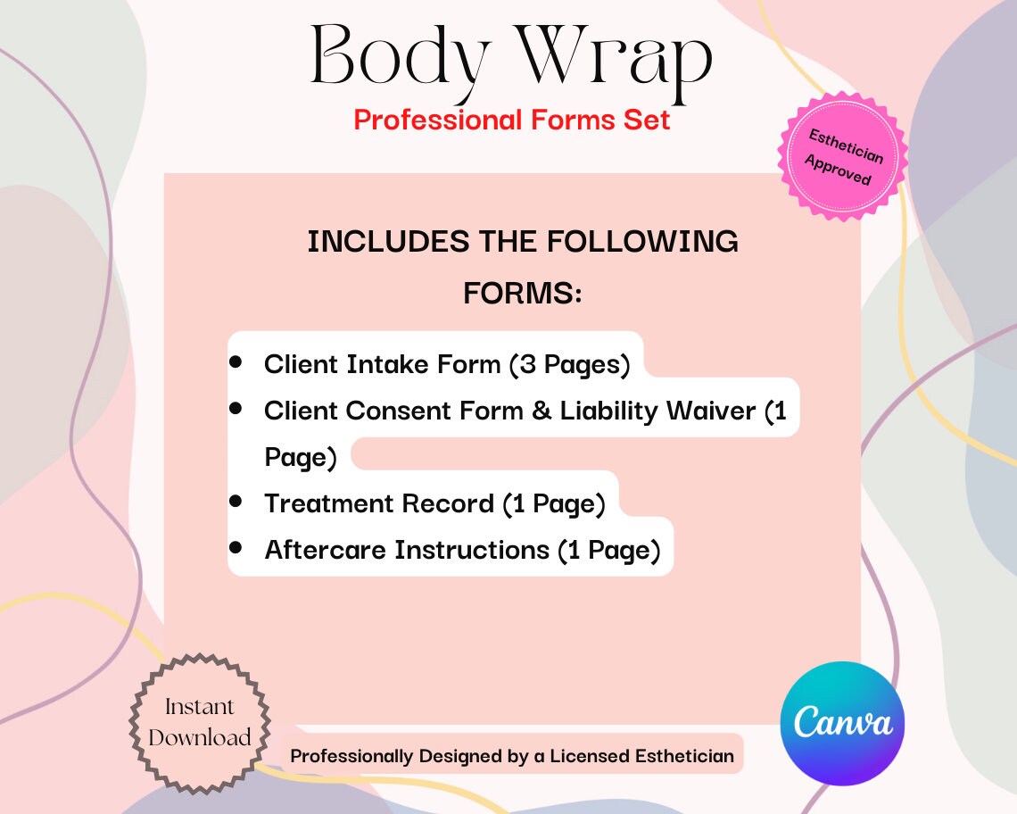 Editable/customizable | Body Wrap Forms Set | Client Intake, Consent ...