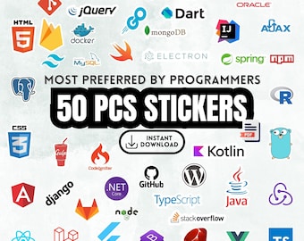 50 am meisten bevorzugte Programmier-Aufkleber-Packs, Codierungsaufkleber, Software-Aufkleber, Programmierer-Aufkleber, Software-Entwickler-Aufkleber, für Laptop