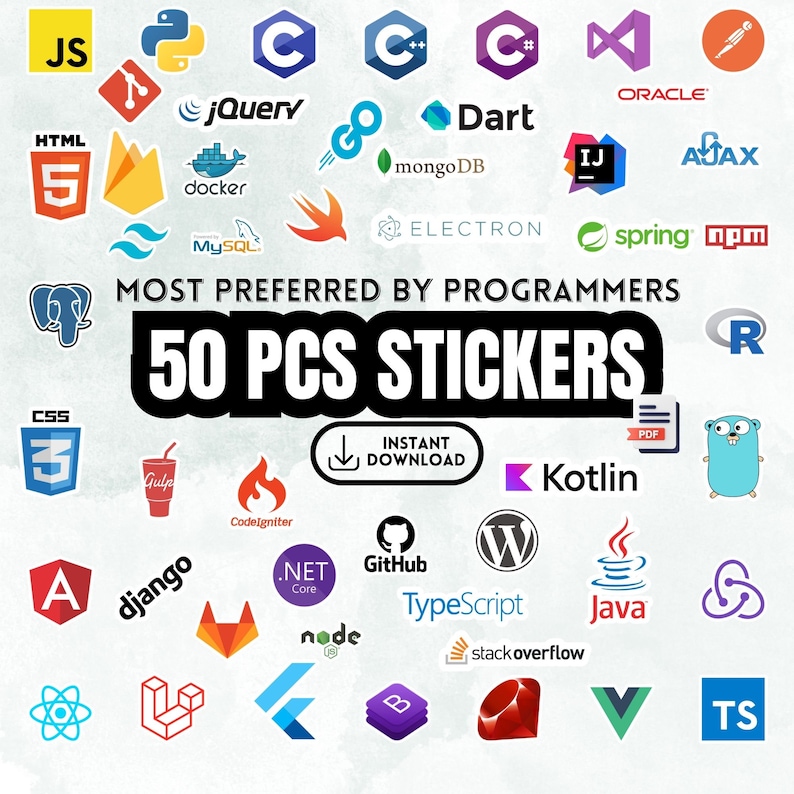 50 Most Preferred Programming Sticker Packs, Coding Stickers, Software ...