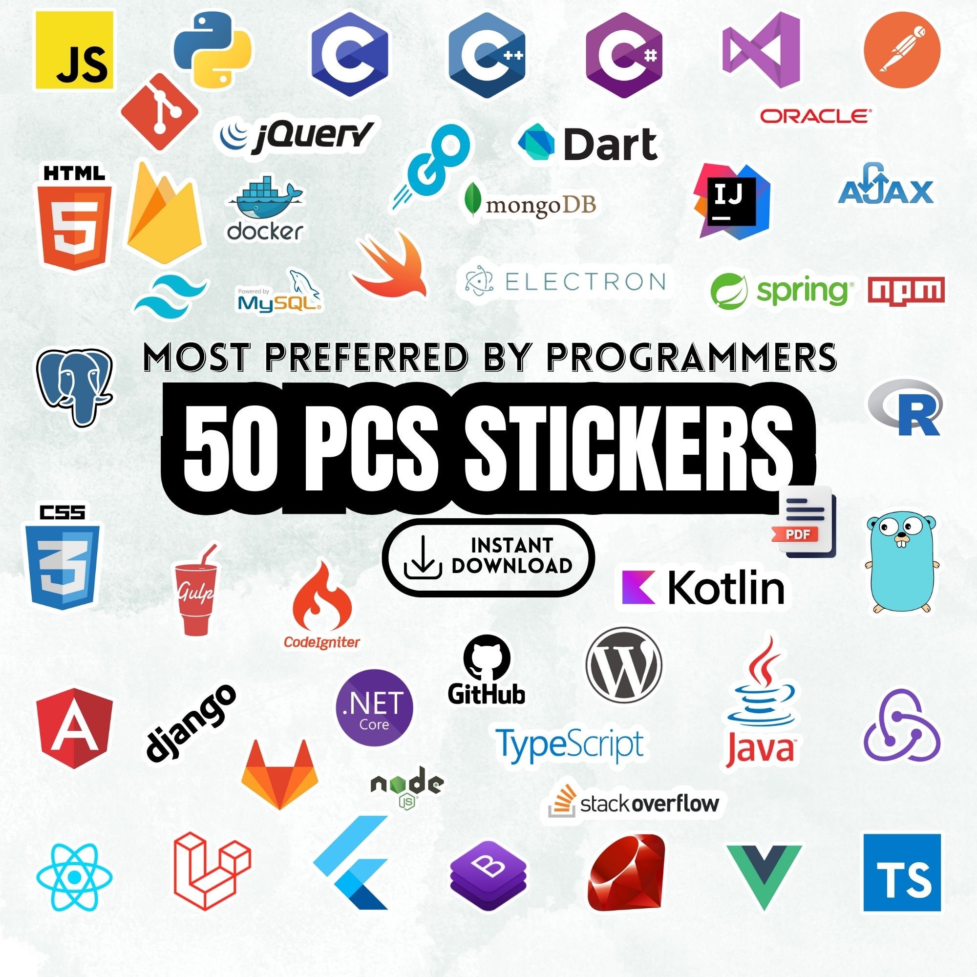 50 Most Preferred Programming Sticker Packs, Coding Stickers, Software ...