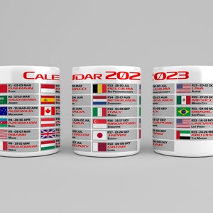 F1 Calendar 2023 Borderless Mug - Programma F1 aggiornato sulla tua tazza! Non perdere mai più una gara di F1!