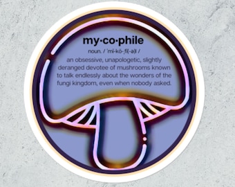 Mycofiele Definitie Sticker | Schimmelfanaat | Paddenstoelenliefhebber | Mycologie Nerd | Mycofiel