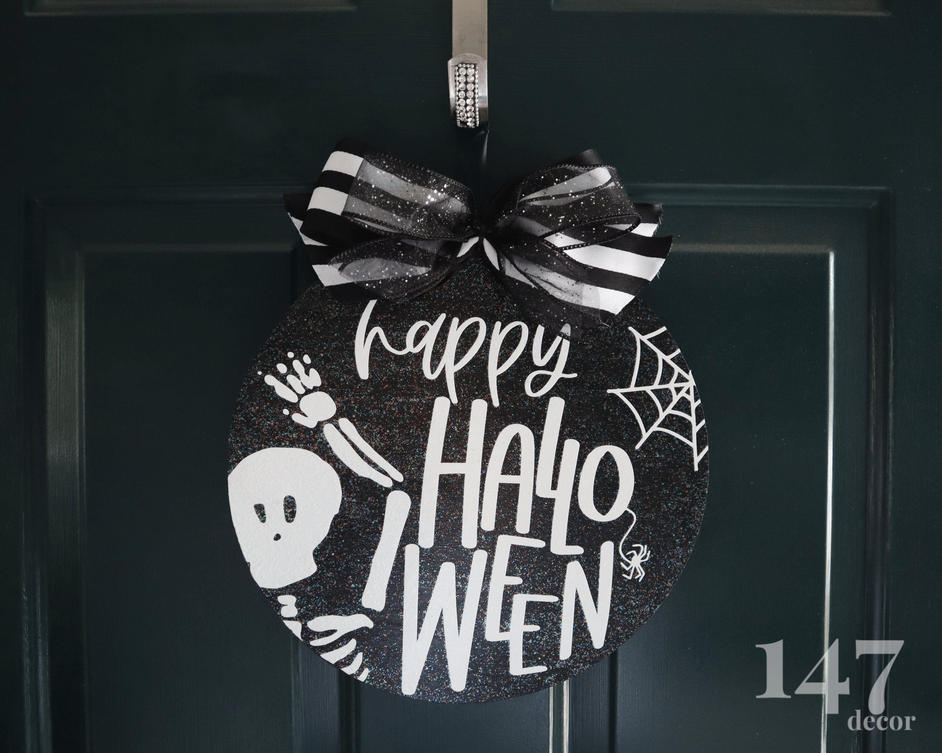 Happy Halloween Door Hanger Halloween Front Door Wreath Etsy