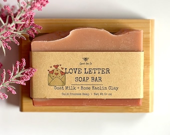 Love Letter Cold Process Handmade Soap Rose Kaolin Clay