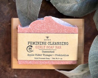Feminine Cleansing Soap Bar Probiotics Apple Cider Vinegar pH Balance Body Face Armpits Solid Soap Safe for Daily use Perfect Gift Handmade