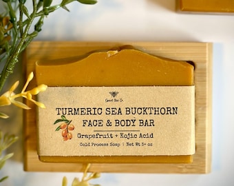Turmeric Sea Buckthorn Soap: Handmade Cold Process Face & Body Bar