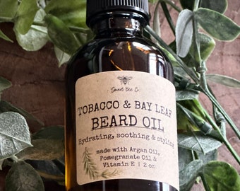 Tobacco & Bay Leaf Beard Oil: Hydrating Pre-Shave Oil (2 fl oz)