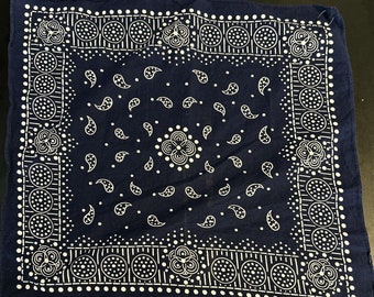 Vintage Early 1900s Elephant Fast Color Indigo Bandana