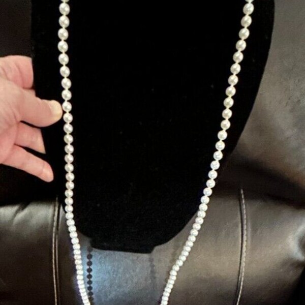 Long Faux Pearl Necklace Etsy