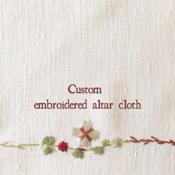 Custom Altar Cloth or Tarot Mat: Personalized Embroidered Linen
