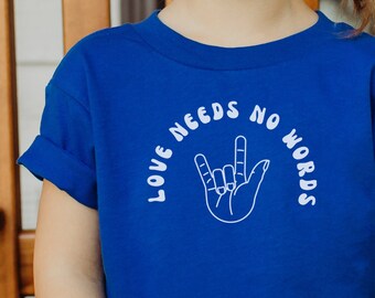ASL I Love You Gebärdensprache Shirt Für Kleinkinder, Nonverbales Kinder Shirt, Apraxia Awareness, Neurodivergent Shirt, Geschenk für Kinder, Autismus Nonverbal