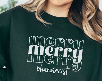 Apotheker Weihnachtspullover, Apotheke Weihnachten Sweatshirt Urlaub für Frauen, Gesundheitswesen Feiertag Party, passende Apotheke Weihnachten Merry