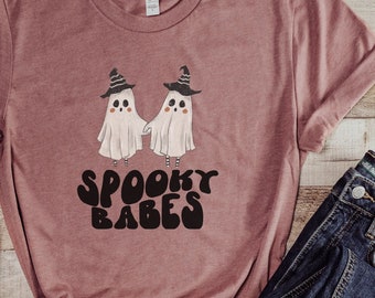 Leuke Halloween Shirt, Spooky Season Tee, Spooky Babes Shirt, Matching Friends Halloween T-Shirt, Spooky Vibes Tee, Retro Halloween Tee