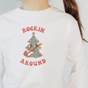 Rocking Around Shirt Long Sleeve, Retro Christmas Shirt for Kids Christmas Shirt, Vintage Christmas Shirts Kids, Funny Christmas Shirt Kids