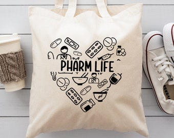 Pharmacy Tech Gifts Tote Bag, Pharmacy Technician Gifts Bulk, Pharmacist Gift, Cute Pharmacy Tote Bag, Canvas Tote Bag, Pharmacy Student