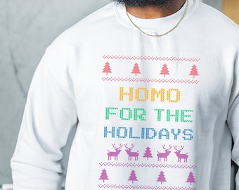 Homo voor Kerst Sweatshirt, LGBTQ Kersttrui, Lelijke Kersttrui Vintage, Gay Kersttrui, Lelijke Kersttrui Mannen