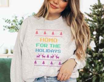 Homo voor Kerst Sweatshirt, LGBTQ Kersttrui, Lelijke Kersttrui Vintage, Gay Kersttrui, Lelijke Kersttrui Mannen