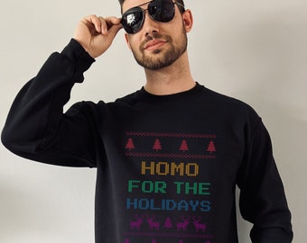 Homo for Christmas Sweatshirt, LGBTQ Weihnachtspullover, Ugly Christmas Sweater Vintage, Gay Christmas Sweater, Ugly Christmas Sweater Herren