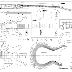 1:1 Print - PRS Custom 24 Drawing / Blueprint - for tonewood like Paul Reed Smith Gibson Fender