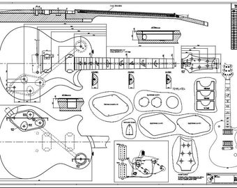 1:1 Print - PRS SC245 Drawing / Drawing / Blueprint - for guitar construction with tonewood and Fender Telecaster Plan Blueprint