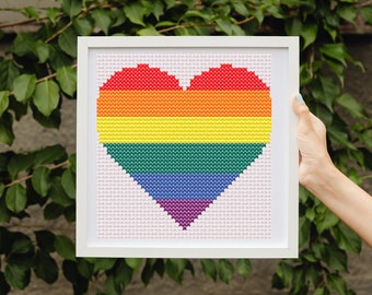 6 Stripes Heart LGBTIQ+ Pride Month Special Cross Stitch Pattern Digital PDF
