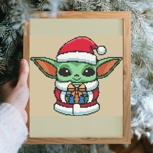 Niedliche kleine Alien Santa Weihnachten Thema Kreuzstichmuster Digital PDF