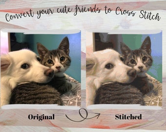 Customized Cross Stitch Pattern of Your Beloved Pets Digital PDF