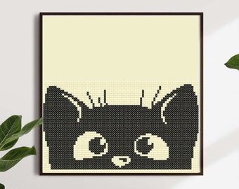 Black Cat Cross Stitch Pattern Digital PDF