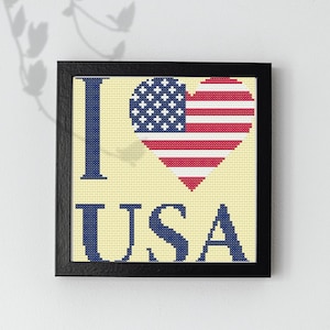4th of July I LOVE US Cross Stitch Pattern Digital PDF
