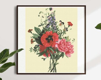 Wildflowers Bouquet Flower Cross Stitch Pattern Digital PDF